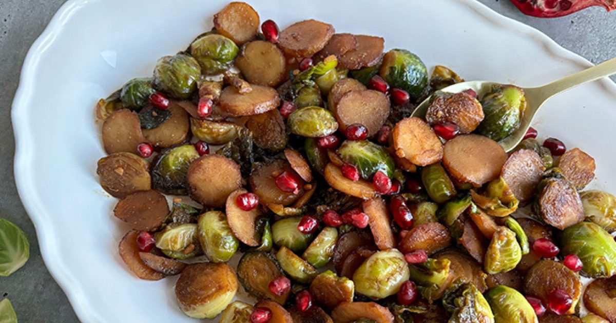 Brussel Sprouts with Soy-Maple Water Chestnuts | Haiku