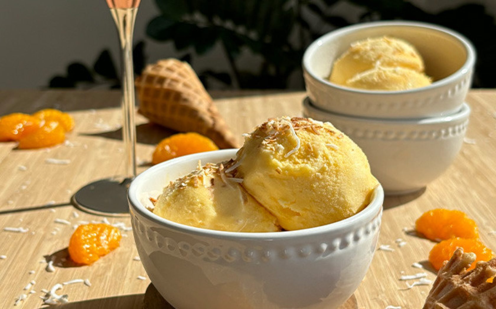 Crème glacée à la mandarine et crème de coco