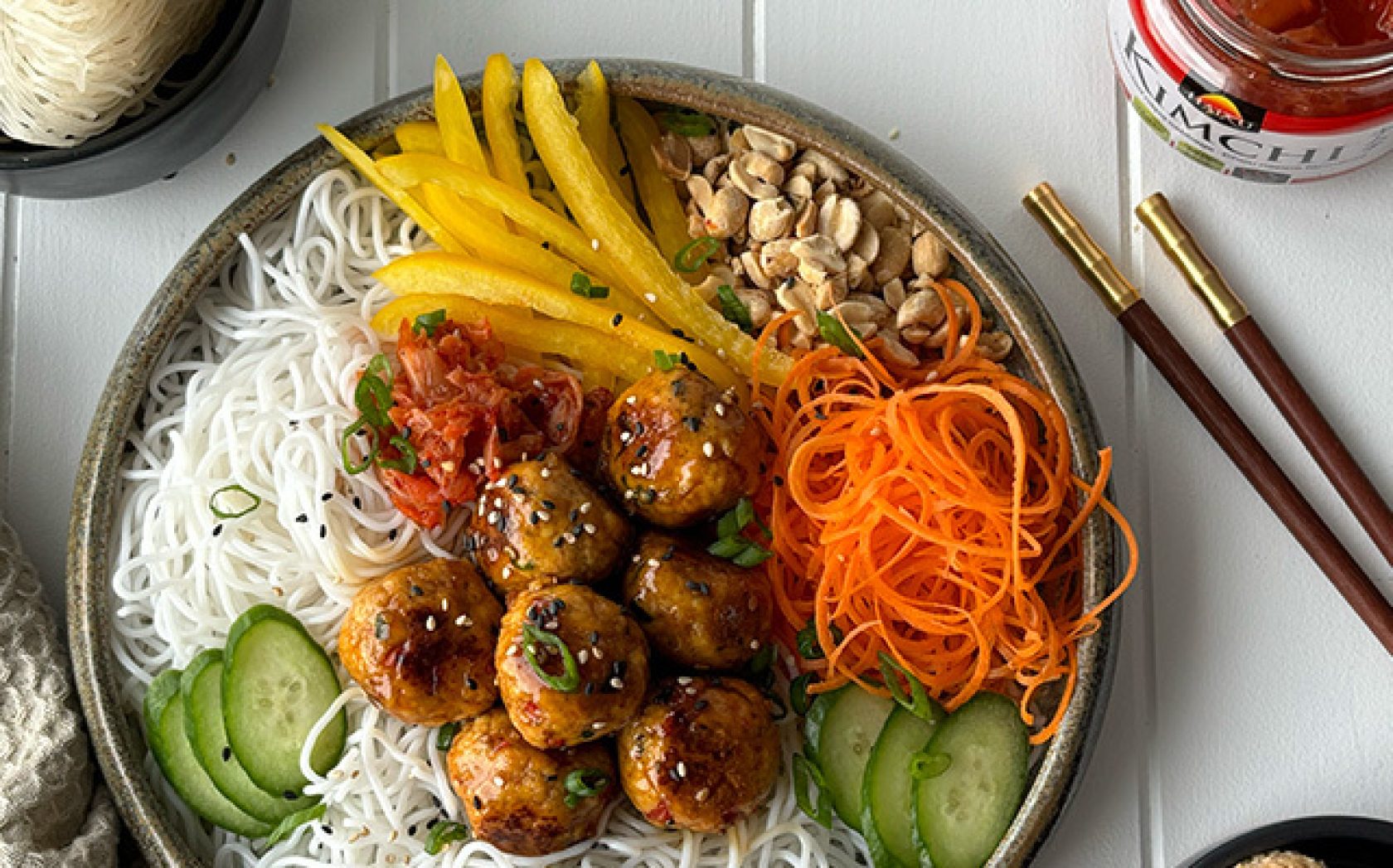 Boulettes de tofu et kimchi