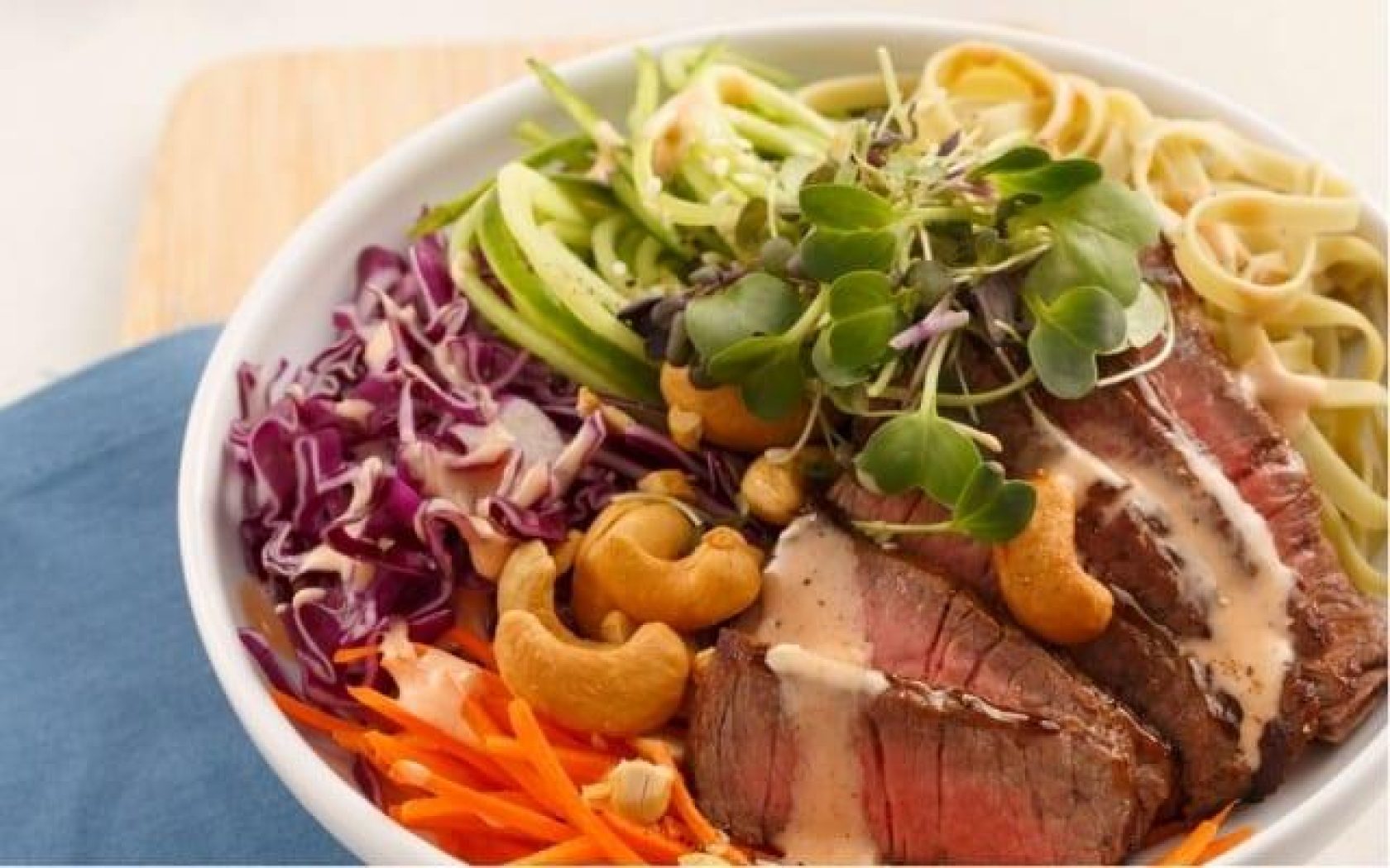 Beef and cashew poke bowl